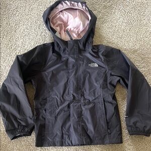 The North Face Black and Pink Raincoat Weather-Resistant Hooded
